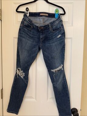 Joe's Jeans Dark Blue Skinny Jeans with Distressed Knees